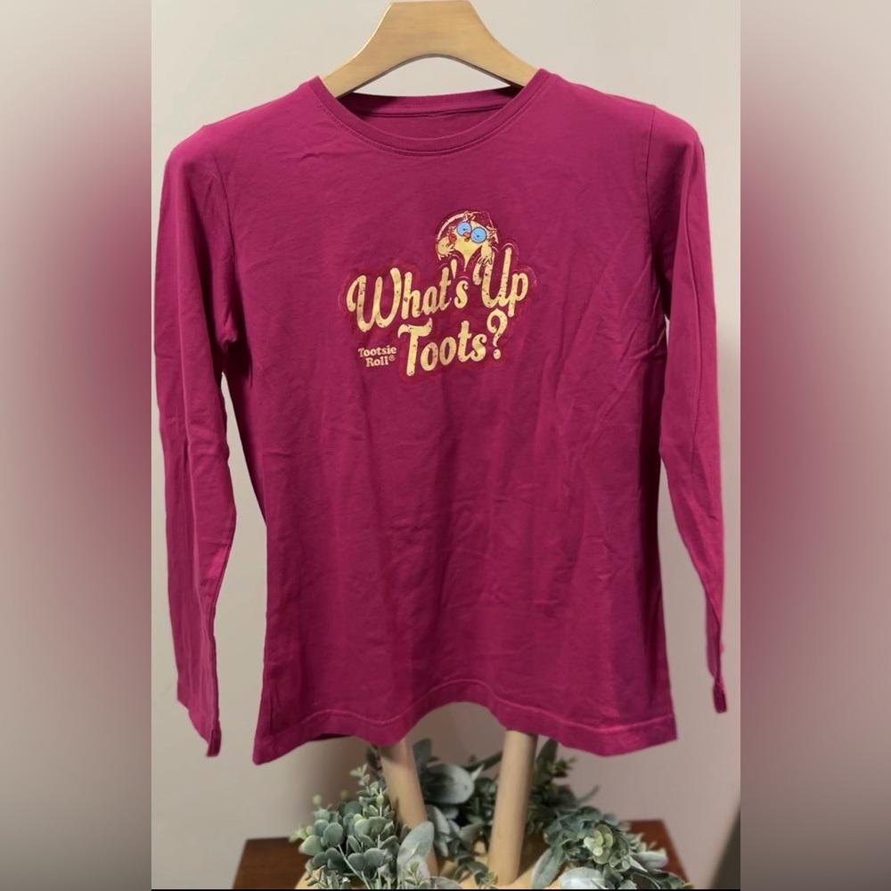 Vintage Tootsie Roll What’s Up‎ Toots Long Sleeve Graphic Tee Pink Women’s M